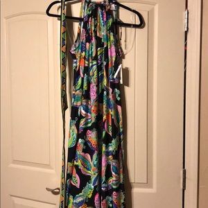 Trina Turk black multi-colored maxi dress